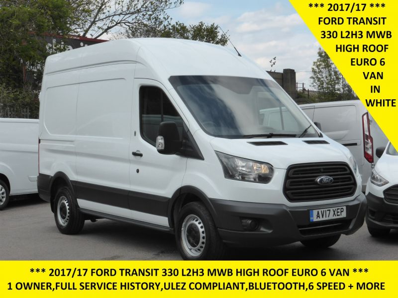 FORD TRANSIT 330 L2 H3 MWB HIGH ROOF EURO 6 IN WHITE WITH BLUETOOTH,6 SPEED AND MORE - 2644 - 1