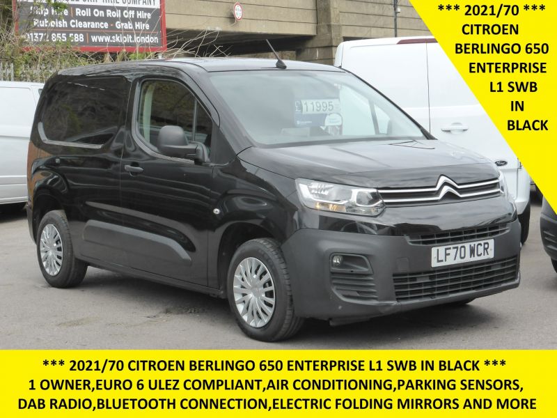 CITROEN BERLINGO 650 ENTERPRISE M BLUEHDI IN BLACK WITH ONLY 54.000 MILES,AIR CONDITIONING,PARKING SENSORS AND MORE - 2629 - 1