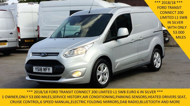 FORD TRANSIT CONNECT 200 LIMITED L1 SWB IN SILVER WITH ONLY 53.000 MILES,AIR CONDITIONING,PARKING SENSORS AND MORE - 2866 - 1