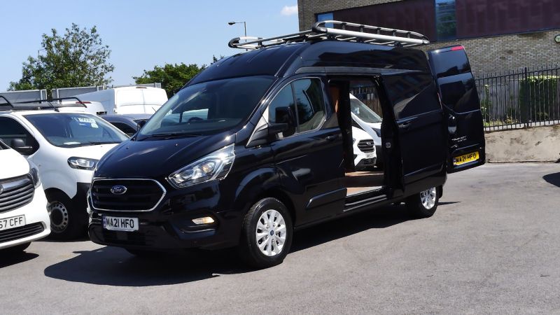 FORD TRANSIT CUSTOM 300 LIMITED L2H2 LWB HIGH ROOF IN BLACK WITH AIR CONDITIONING,PARK ASSIST CAMERA,PARKING SENSORS,HEATED SEATS AND MORE - 2875 - 2