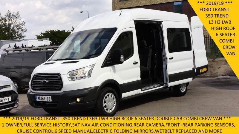 FORD TRANSIT 350 L3H3 LWB HIGH ROOF 6 SEATER DOUBLE CAB COMBI CREW VAN WITH AIR CONDITIONING,SAT NAV AND MORE - 2867 - 1