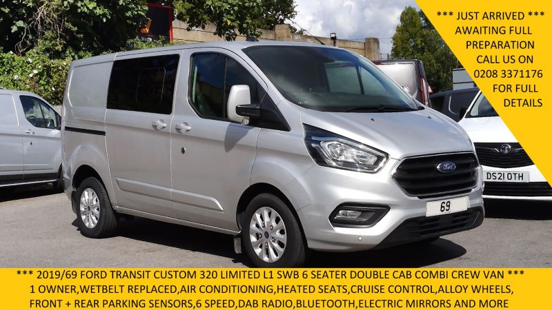 FORD TRANSIT CUSTOM 320 LIMITED L1 SWB 6 SEATER DOUBLE CAB COMBI CREW VAN WITH AIR CONDITIONING,PARKING SENSORS,ALLOYS,HEATED SEATS AND MORE - 2914 - 1