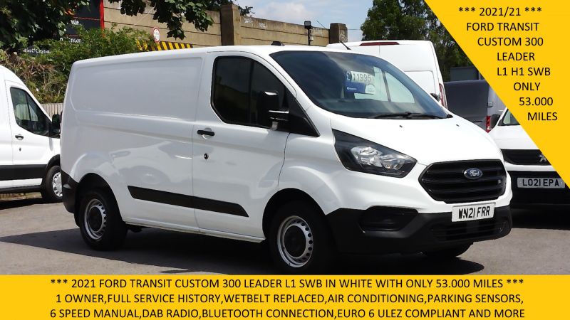 FORD TRANSIT CUSTOM 300 LEADER L1 SWB WITH ONLY 53.000 MILES,AIR CONDITIONING,PARKING SENSORS,WETBELT REPLACED AND MORE - 2898 - 1
