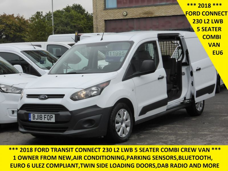 FORD TRANSIT CONNECT 230 L2 LWB 5 SEATER DOUBLE CAB COMBI CREW VAN WITH AIR CONDITIONING,BLUETOOTH AND MORE - 2522 - 1