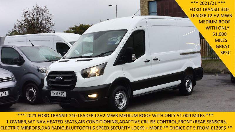 FORD TRANSIT 310 LEADER L2H2 MWB MEDIUM ROOF WITH ONLY 51.000 MILES,SAT NAV,AIR CONDITIONING,HEATED SEATS AND MORE - 2917 - 1