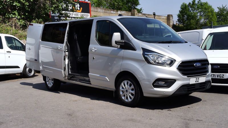 FORD TRANSIT CUSTOM 320 LIMITED L2 LWB AUTOMATIC 6 SEATER DOUBLE CAB COMBI CREW VAN IN SILVER WITH AIR CONDITIONING AND MORE - 2859 - 2