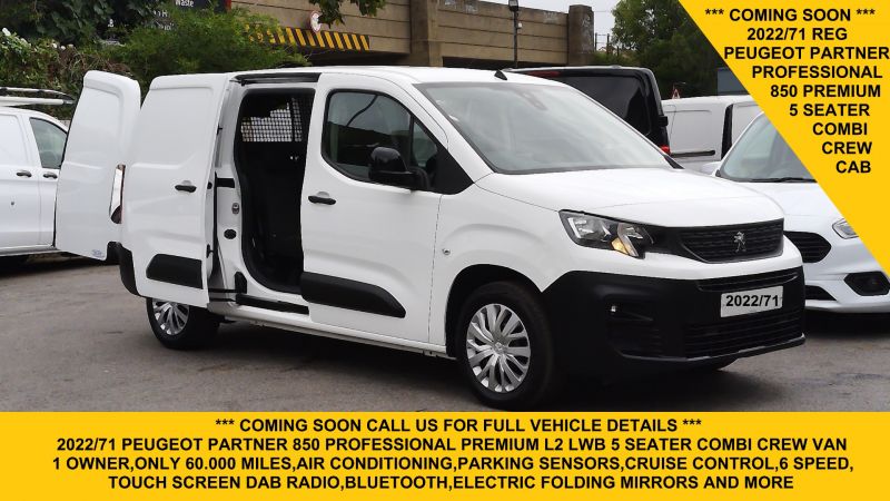 PEUGEOT PARTNER 1.5 BLUEHDI PROFESSIONAL PREMIUM 5 SEATER COMBI CREW VAN WITH AIR CONDITIONING,6 SPEED,BLUETOOTH AND MORE - 2959 - 1