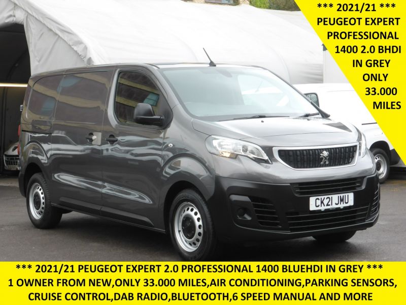 PEUGEOT EXPERT 1400 PROFESSIONAL 2.0 BLUEHDI IN GREY WITH ONLY 33.000 MILES,AIR CONDITIONING AND MORE - 2642 - 1